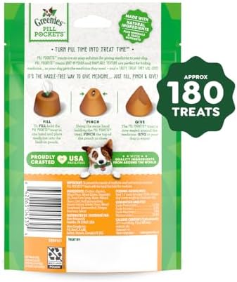 Greenies Pill Pockets for Dogs Large Size, Soft Dog Treats, Chicken Flavor, (6) 7.9 oz. Pouches (180 Treats Total)