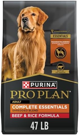 Purina Pro Plan Complete Essentials Shredded Blend Beef and Rice Dog Food Dry Formula with Probiotics for Dogs - 47 lb. Bag