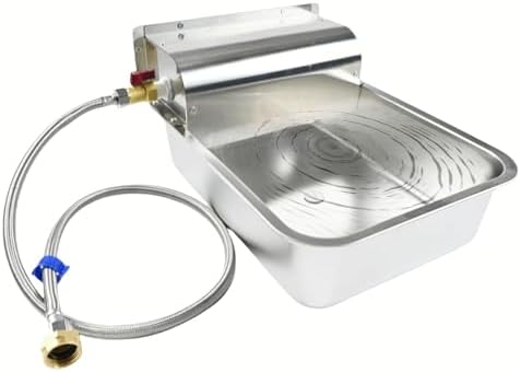 11L Automatic Dog Water Dispenser, 304 Stainless Steel with Water Valve Switcher and 3/4'' Brass Adapter, with Drain Hole for Dog, Cat, Alpaca, Chickens, Livestock