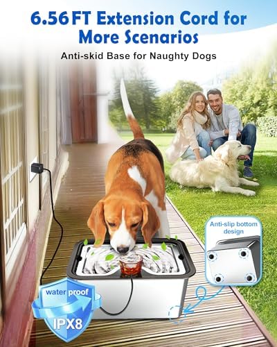 3Gal Dog Water Fountain SS304,Large Ultra-Purification Cat Drinking Dispenser with Visual Window,Widely Drinking Area
