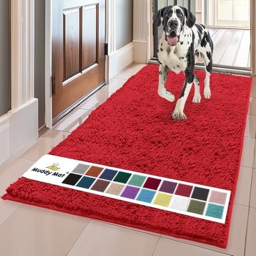 Muddy Mat® Shown on TV – Super Absorbent Microfiber Dog Door Mat for Muddy Paws, Non-Slip Washable Pet Rug