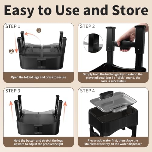 8.5L/2.25Gal Elevated Dog Water Fountain, Xetino 4 Height Adjustable Raised Dog Water Bowl Dispenser for Large Dogs with Stainless Steel Tray