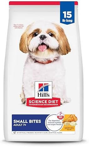 Hill's Science Diet Adult 7+, Senior Adult 7+ Premium Nutrition, Small Kibble, Dry Dog Food, Chicken, Brown Rice, &amp; Barley, 15 lb Bag
